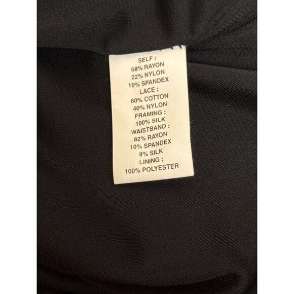 KAY UNGER Black Lace Overlay Bodice V Neck Knee Length Cocktail Dress Women's 8 - Picture 11 of 12